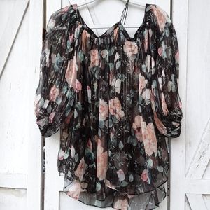 Zimmermann metallic sheer balloon sleeve top size 0.